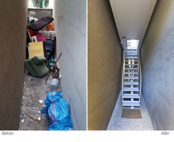 Keret House Alley - before and after